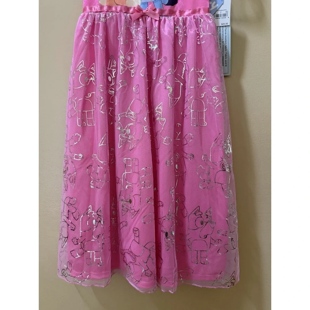 NEW Bluey & Bingo Girls Bluey Fantasy Nightgown Square Neckline -Pink Size L NWT